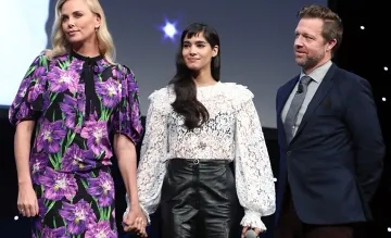 Charlize Theron, David Leitch, and Sofia Boutella at an event for Atomic Blonde (2017)