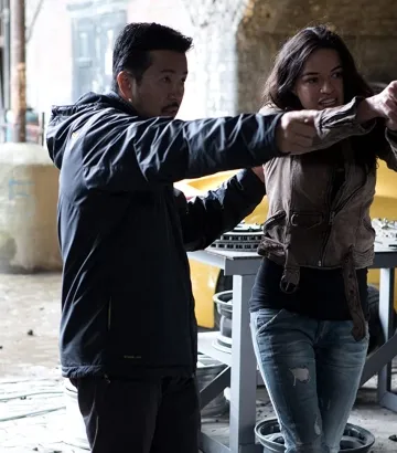 Justin Lin and Michelle Rodriguez in Furious 6 (2013)