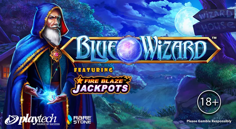 Playtech Blue Wizard - the magical new Fire Blaze Jackpots game